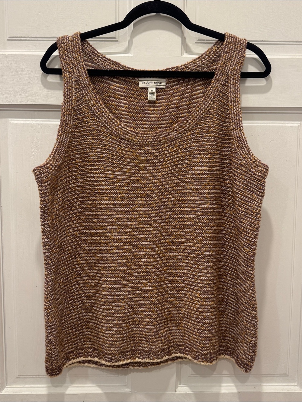 St. John Sport Wool Blend Marled Knit Tank M 90s Minimalist Quiet Luxury Purple